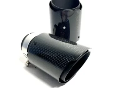 Enkel Zwart carbon uitlaatsierstuk | Ø 105 | Schuin en Glans