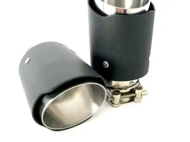 Enkel carbon uitlaatsierstuk | Ø 90 | Schuin en Mat – geschuurd