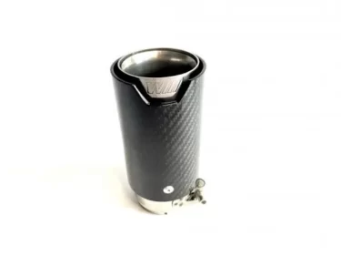 Enkel carbon uitlaatsierstuk | Ø 80 | Recht & Logo