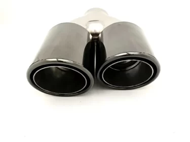 Dubbel zwart chrome sierstuk | 2 x Ø 90 | Ongelijk | rechts