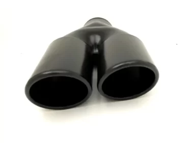 Dubbel zwart sierstuk | 2 x Ø 75 | Schuin | Rechts