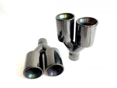 Dubbel zwart/kameleon sierstuk | 2 x Ø 89 | Ongelijk